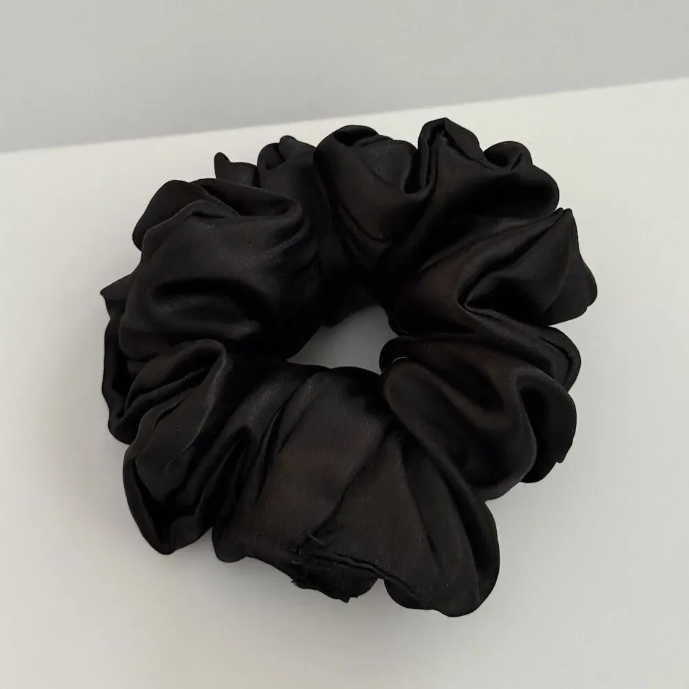 Luxury Black Satin Scrunchie Handmade – Statement Hair Accessory - Picture 10 of 10